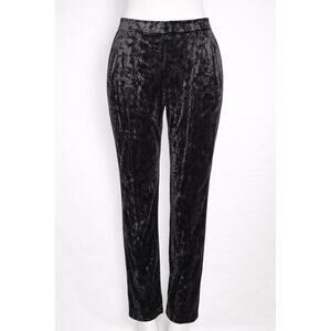 Susan Graver Panne Velvet Ankle Jogger Pants Womens M Black